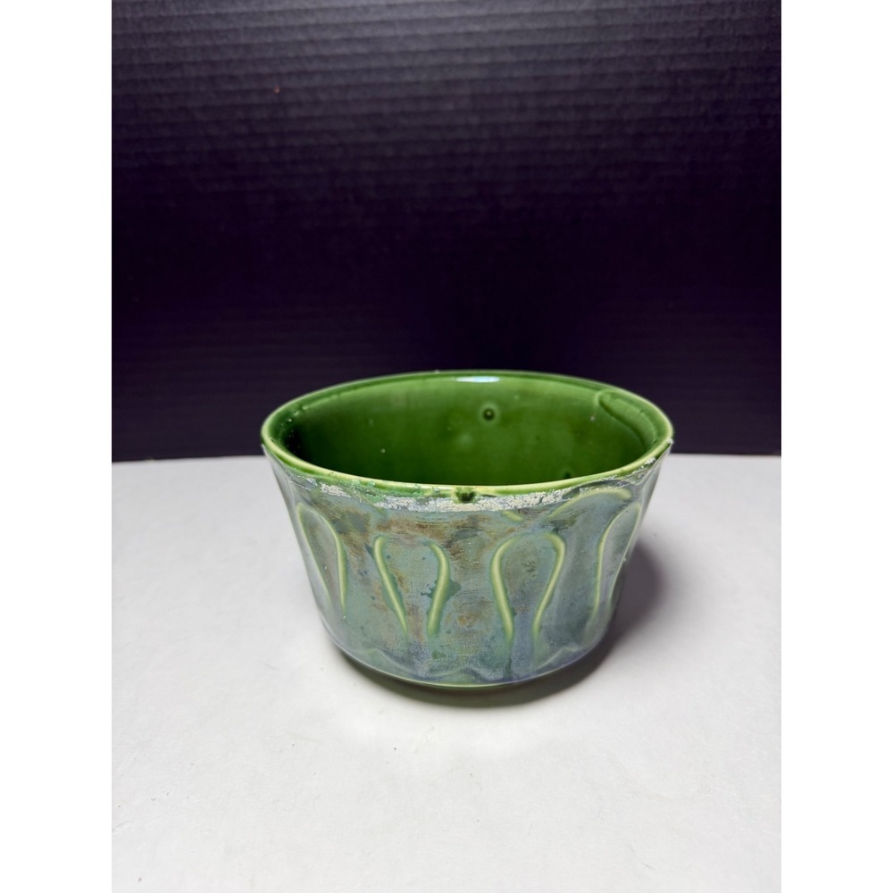 McCoy Floraline 506 Green Ceramic Planter Bowl Mid Century Modern USA 6in